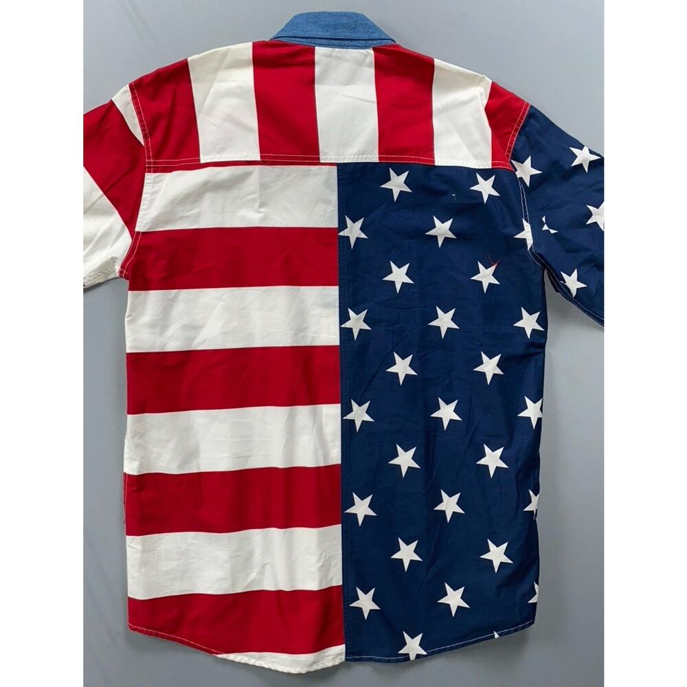 Roper Long Sleeve Button Front USA Flag Print Western Shirt. Men's Size M, EUC!! - Picture 5 of 6